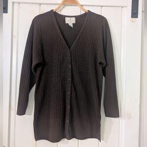 Vintage 90s Express Tricot Ribbed Long Cardigan